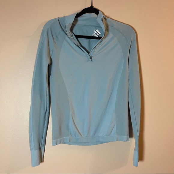 Sweaty Betty Tops - Sweaty Betty Blue Fitted Zippered Polo Sweatshirt